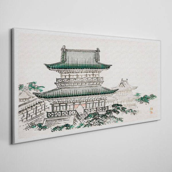 Traditional landscape with a pagoda Canvas wall art