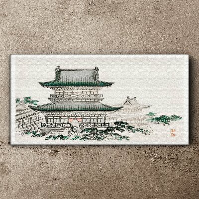 Traditional landscape with a pagoda Canvas wall art