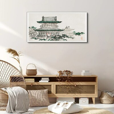 Traditional landscape with a pagoda Canvas wall art