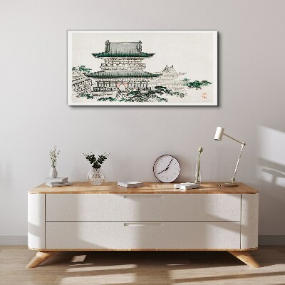 Traditional landscape with a pagoda Canvas wall art