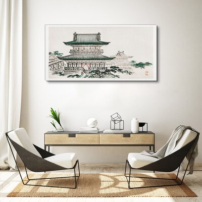 Traditional landscape with a pagoda Canvas wall art