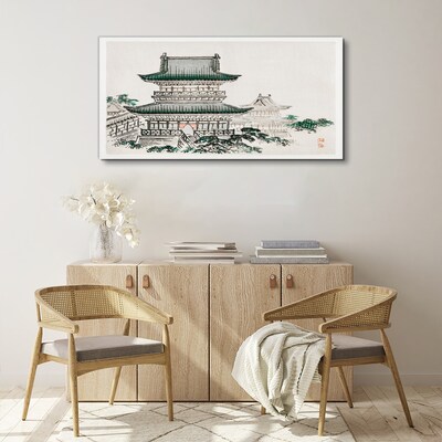 Traditional landscape with a pagoda Canvas wall art