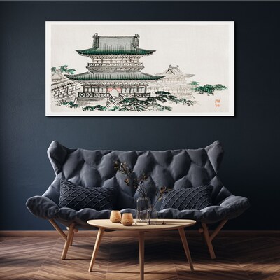 Traditional landscape with a pagoda Canvas wall art