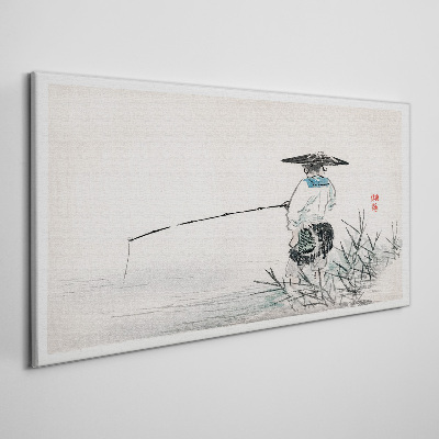 Fisherman in a peaceful setting Print on canvas