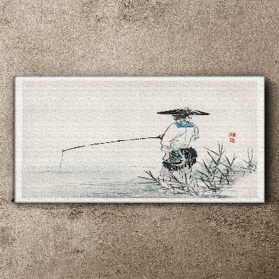 Fisherman in a peaceful setting Print on canvas