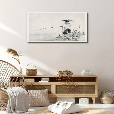 Fisherman in a peaceful setting Print on canvas