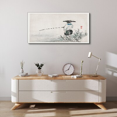 Fisherman in a peaceful setting Print on canvas