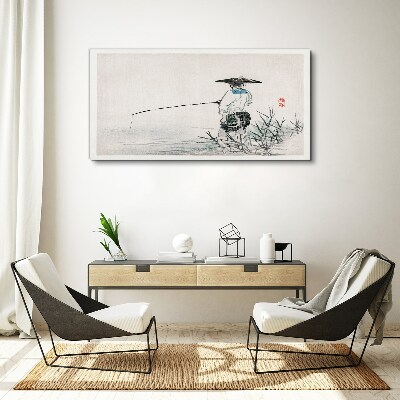 Fisherman in a peaceful setting Print on canvas