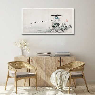 Fisherman in a peaceful setting Print on canvas