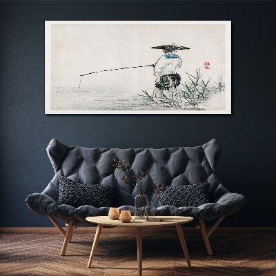 Fisherman in a peaceful setting Print on canvas