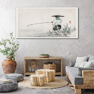 Fisherman in a peaceful setting Print on canvas