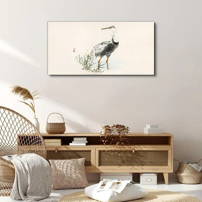 Black stork on the grass background Canvas wall art