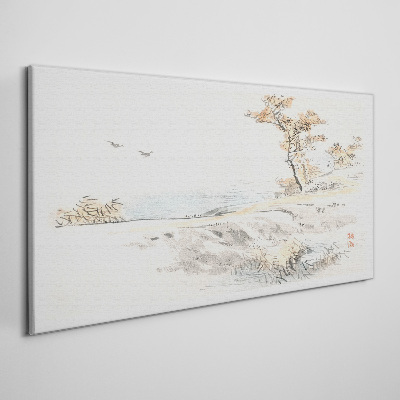 A peaceful landscape by the water Print on canvas