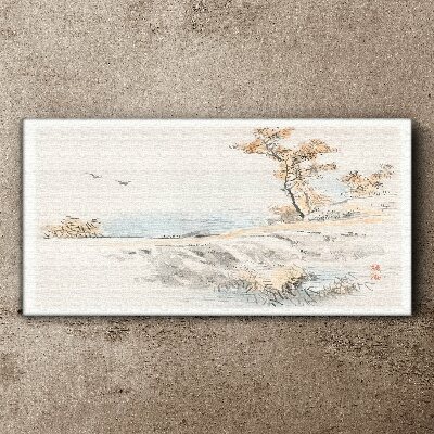 A peaceful landscape by the water Print on canvas