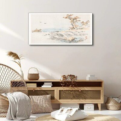 Sea birds trees path Canvas Wall art