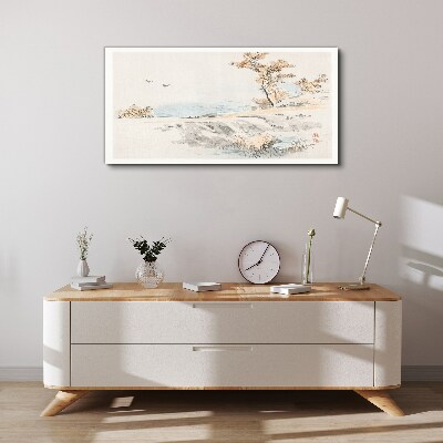 A peaceful landscape by the water Print on canvas