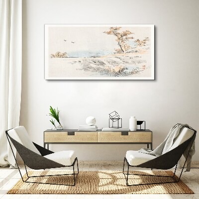 A peaceful landscape by the water Print on canvas