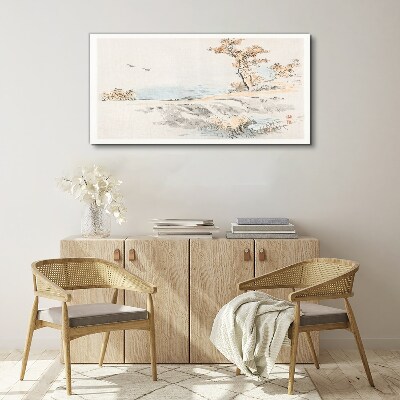 Sea birds trees path Canvas Wall art