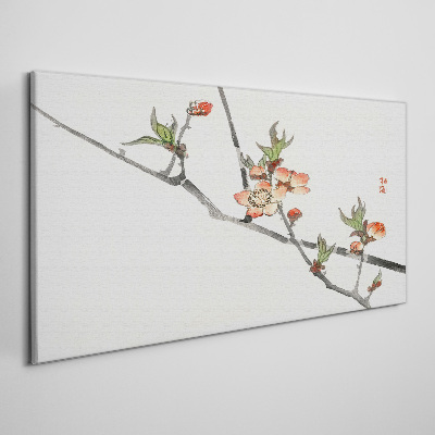 Floral branches in a delicate style Canvas wall art