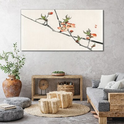 Floral branches in a delicate style Canvas wall art