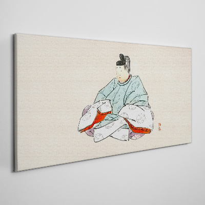 Japanese artist in traditional costume Canvas wall art