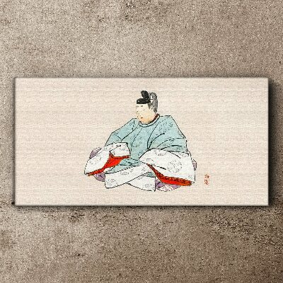 Japanese artist in traditional costume Canvas wall art