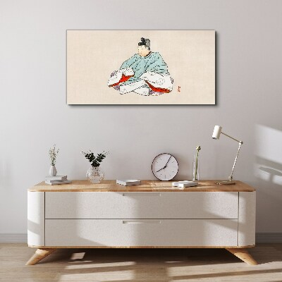 Japanese artist in traditional costume Canvas wall art