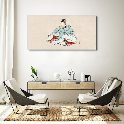 Japanese artist in traditional costume Canvas wall art