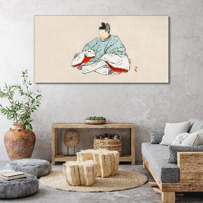 Japanese artist in traditional costume Canvas wall art