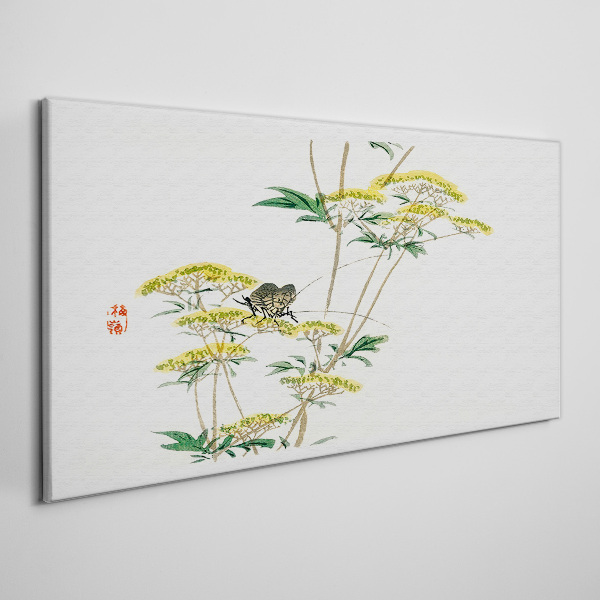 Floral harmony with butterfly Canvas wall art
