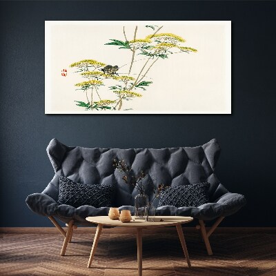 Floral harmony with butterfly Canvas wall art