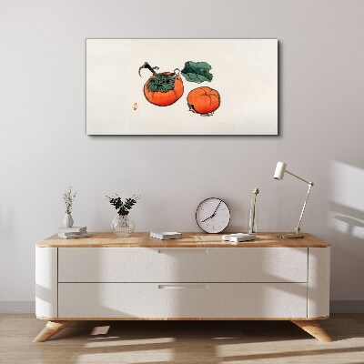 Persimmons on a light background Print on canvas
