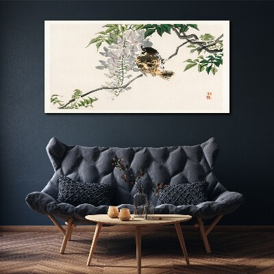 A winged friend on a branch Print on canvas