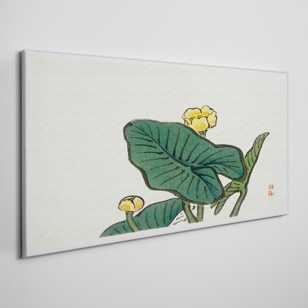 Flowers against the background of leaves Canvas wall art