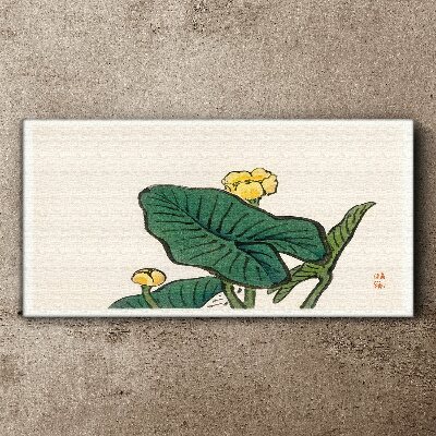 Flowers against the background of leaves Canvas wall art