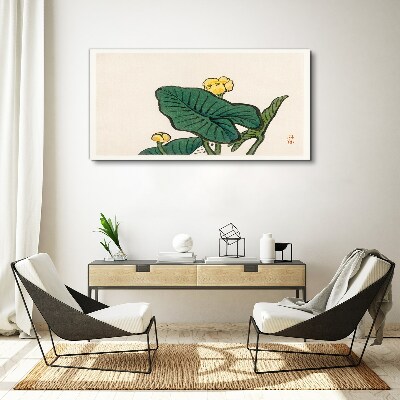 Flowers against the background of leaves Canvas wall art