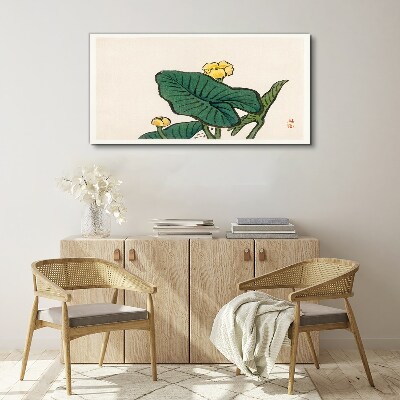 Flowers against the background of leaves Canvas wall art