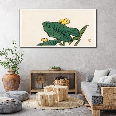 Flowers against the background of leaves Canvas wall art