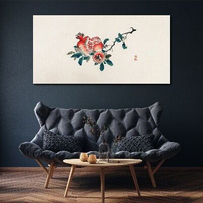 Floral arrangement with pomegranate Print on canvas
