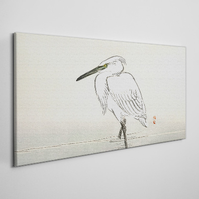 White heron in the fog Canvas wall art