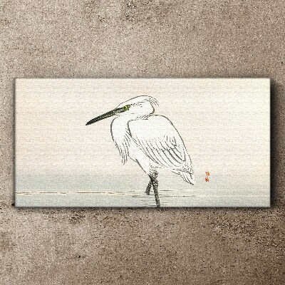 White heron in the fog Canvas wall art