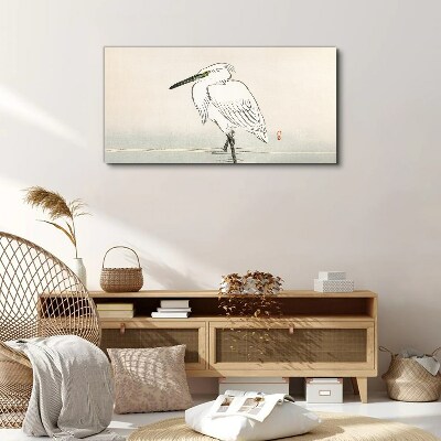 White heron in the fog Canvas wall art