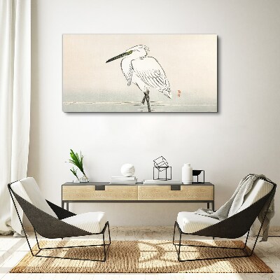 White heron in the fog Canvas wall art