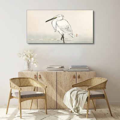 White heron in the fog Canvas wall art