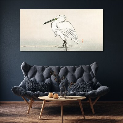 White heron in the fog Canvas wall art