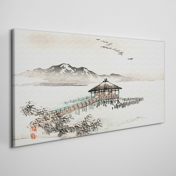 A peaceful landscape by the water Print on canvas