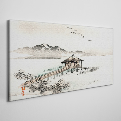 A peaceful landscape by the water Print on canvas