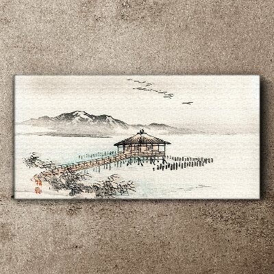 A peaceful landscape by the water Print on canvas