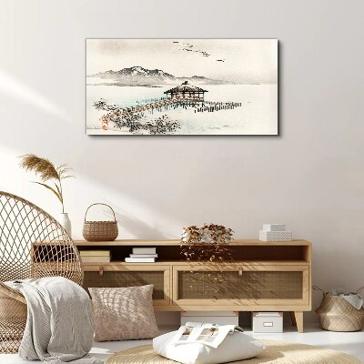 A peaceful landscape by the water Print on canvas