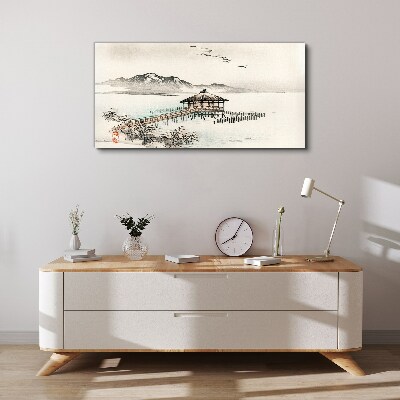 A peaceful landscape by the water Print on canvas